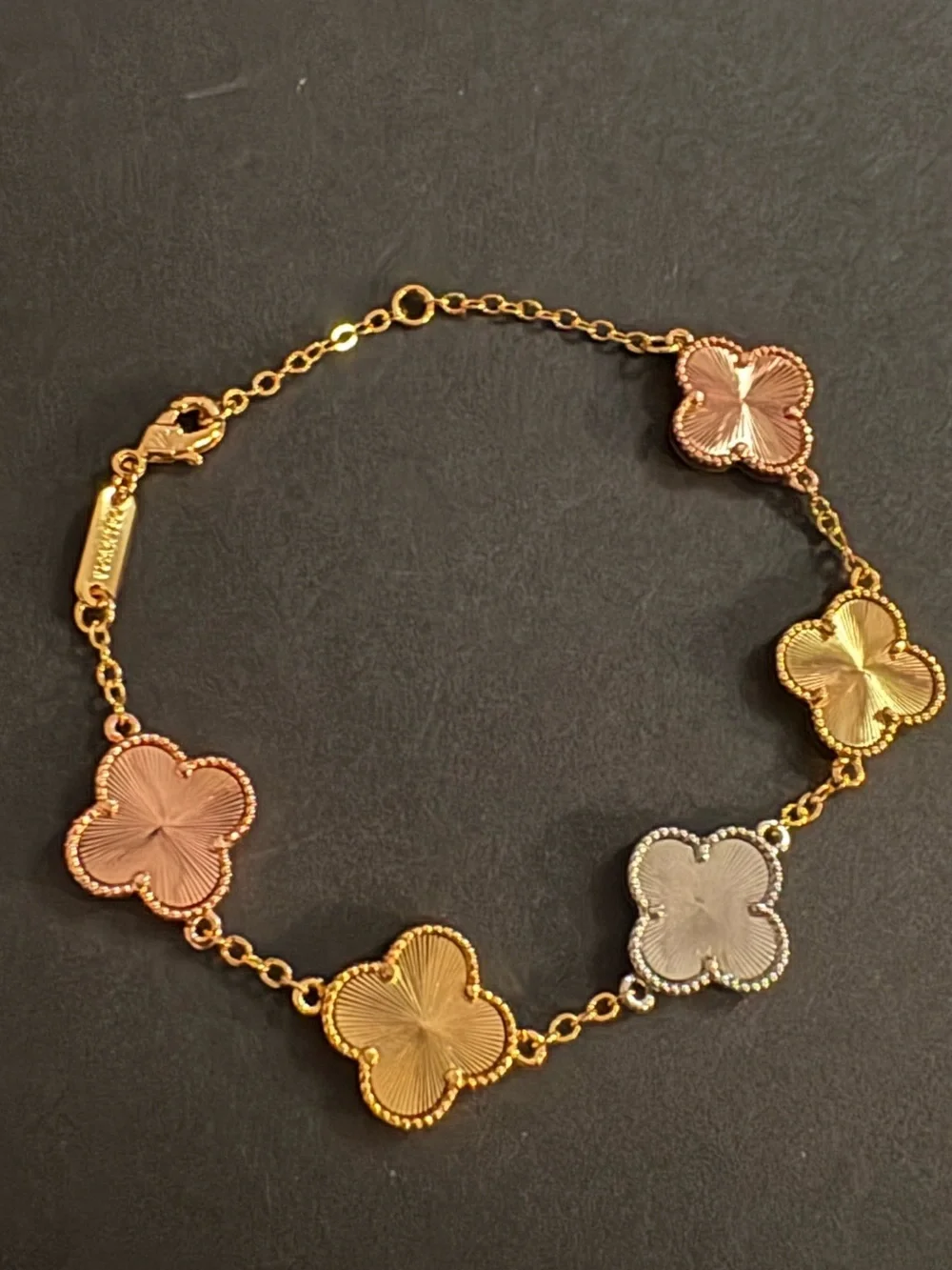 Stainless Steel Fashion Tri-Color Clover Chain Bracelet Rose Gold Yellow Silver